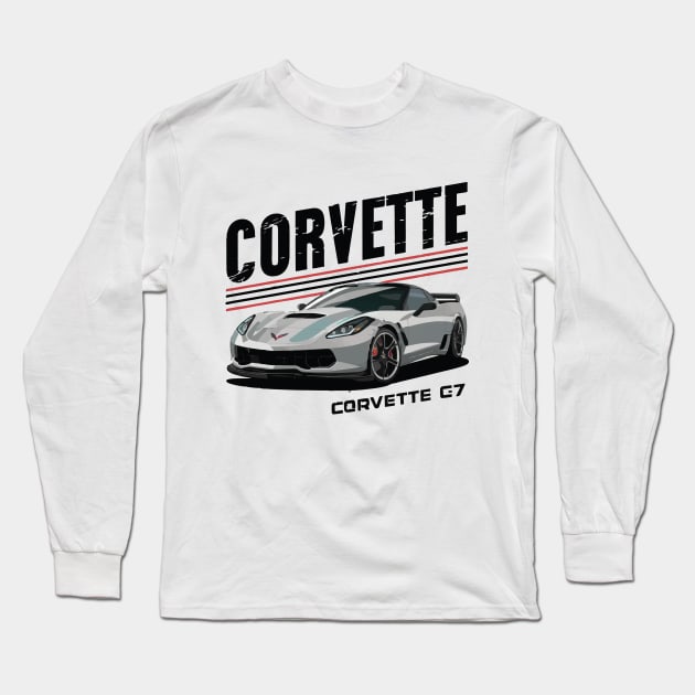 Corvette C7 Z06 JDM Drift Vintage Car Long Sleeve T-Shirt by Cruise Dresses